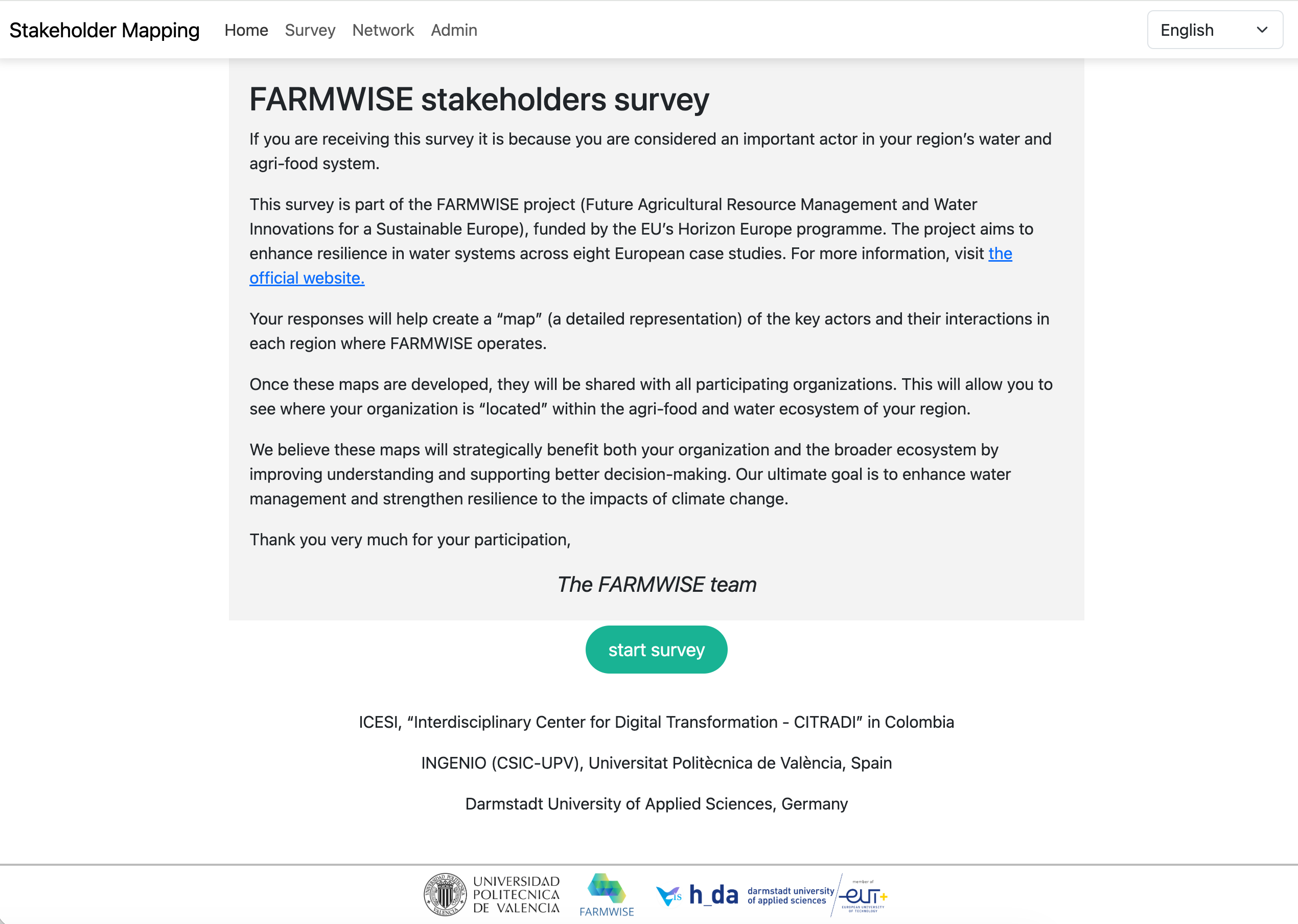 FARMWISE stakeholders survey